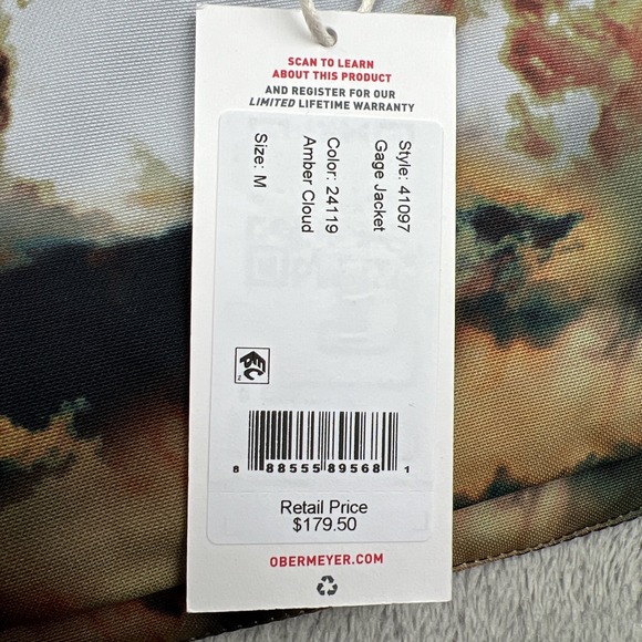 Obermeyer Waterproof Gage Snowboard Ski Jacket Teen Boys Medium 10-12 Coat Cloud - Picture 11 of 14